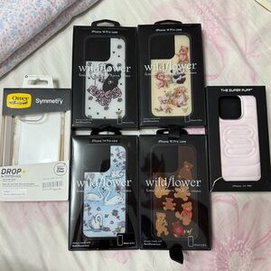 Wildflower Iphone 14 Pro Case BUNDLE (Wildflower, Aritzia Superpuff, Otterbox)